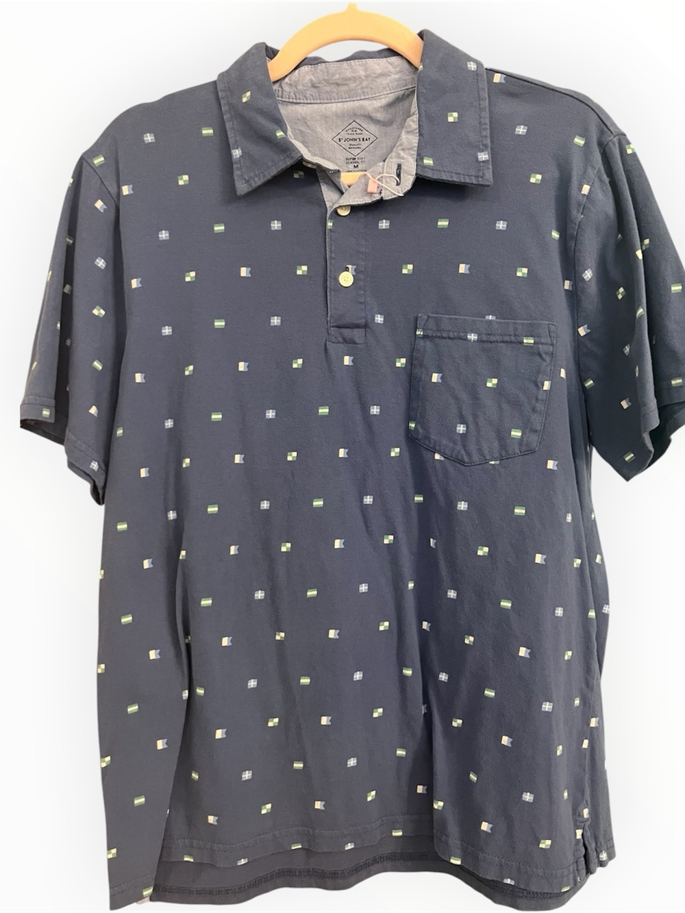 St. John’s Bay Polo Shirt Men’s Medium Short Sleeve Cotton Casual Pocket Tee
